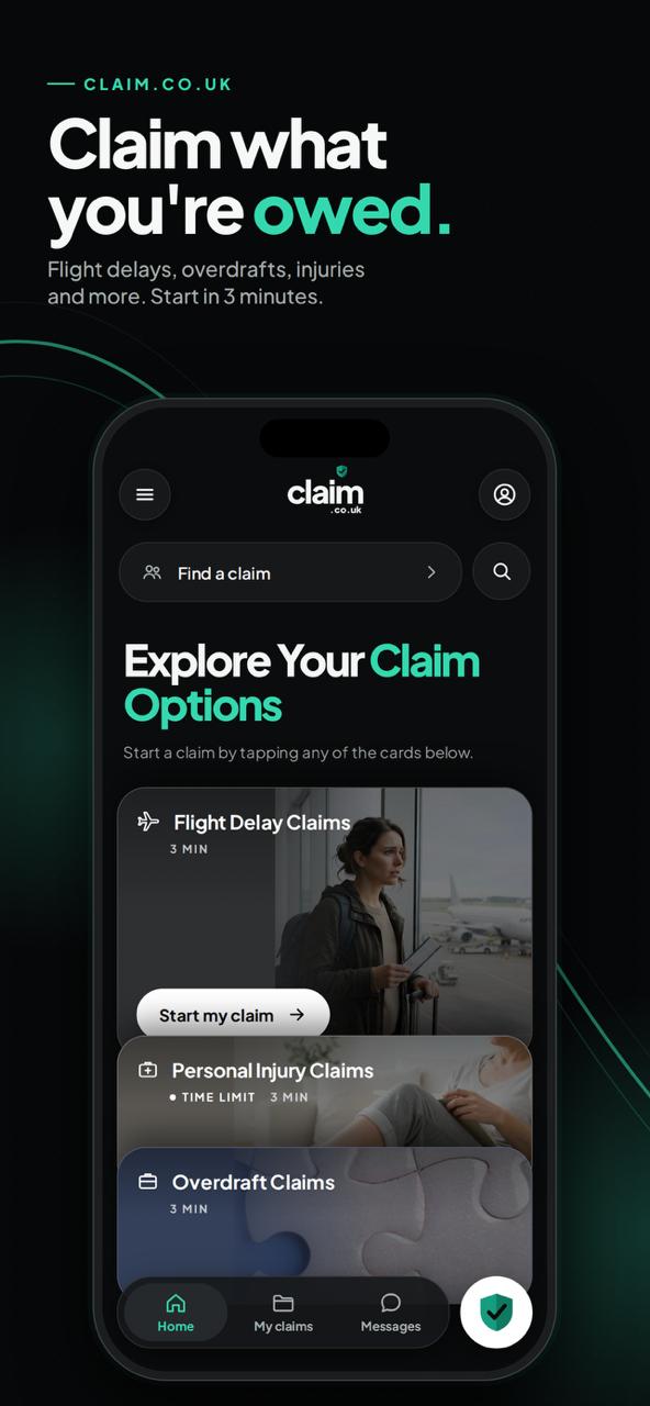 Explore your claim options in the claim.co.uk app