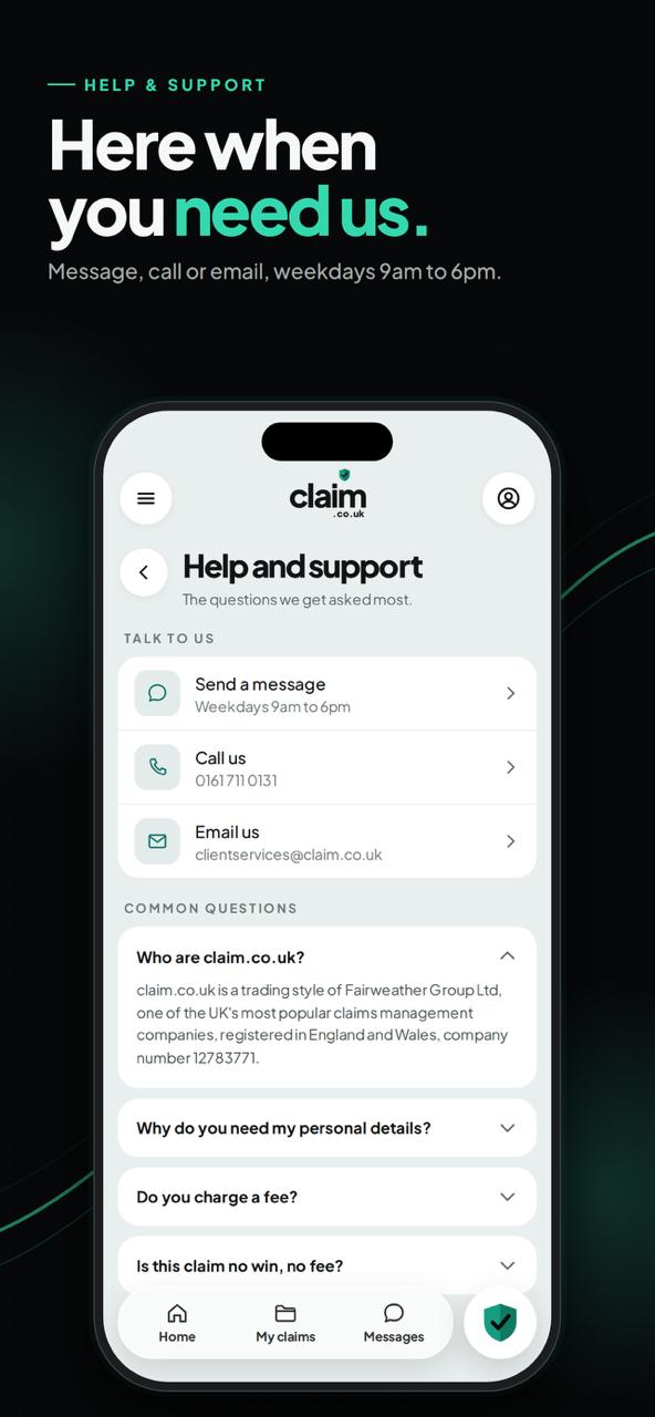 Help and support in the app