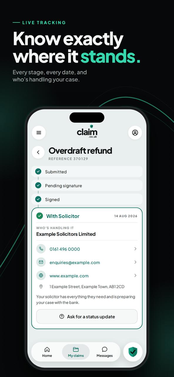 Live tracking of every claim stage